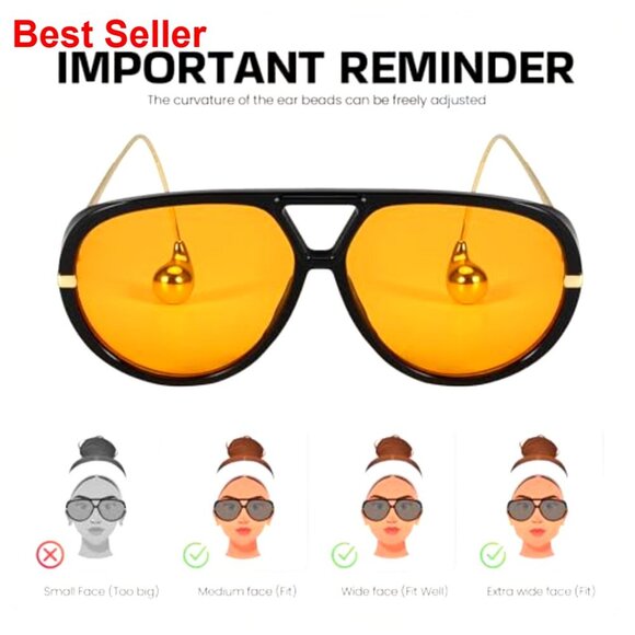 Oversized Aviator Sunglasses with Earring-Friendly Temples, UV Protection main image 4